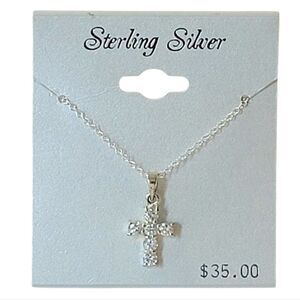 Kohl's Sterling Silver Cross Necklace with Sparkling CZ Accents